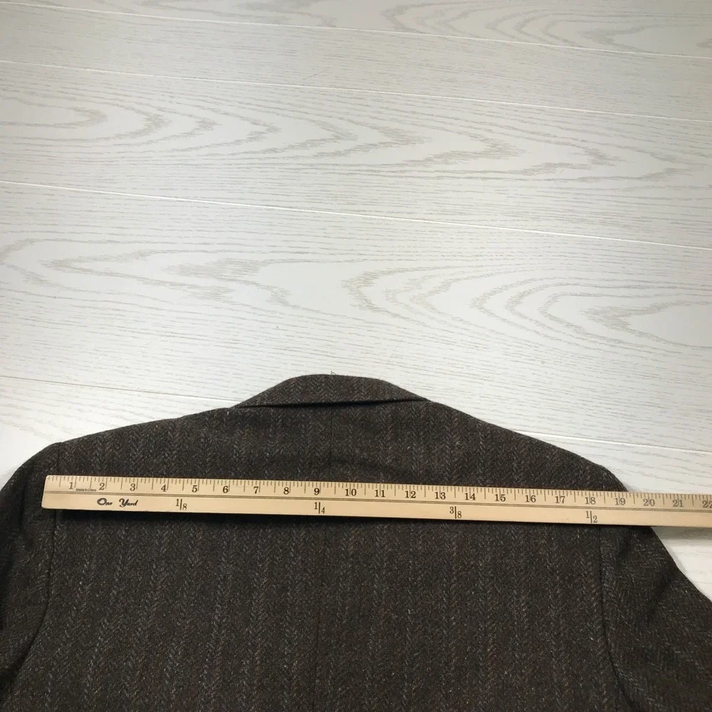 Vintage 80s Haggar Wool Blazer Sport Coat Men 42L Brown Herringbone Academia Dad